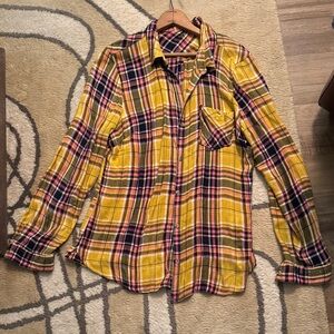 Maunces yellow Plaid Button-Up Shirt size Large